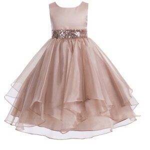 Elegant Kids Dress with Sequin Waistband